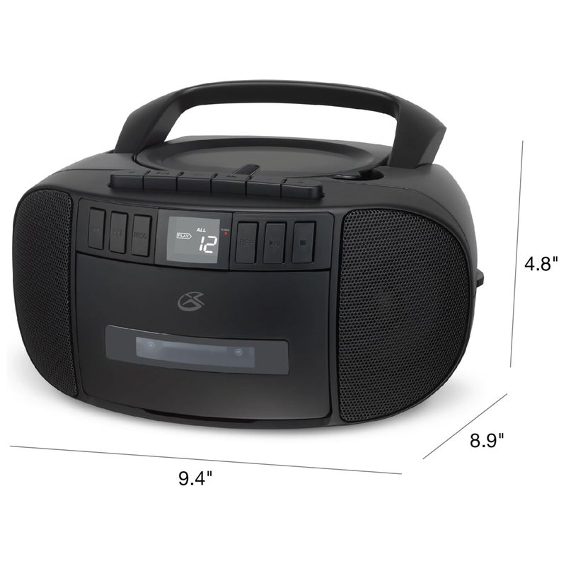 GPX BCA209B Portable Am/FM Boombox with CD and Cassette Player, Black - Image 3